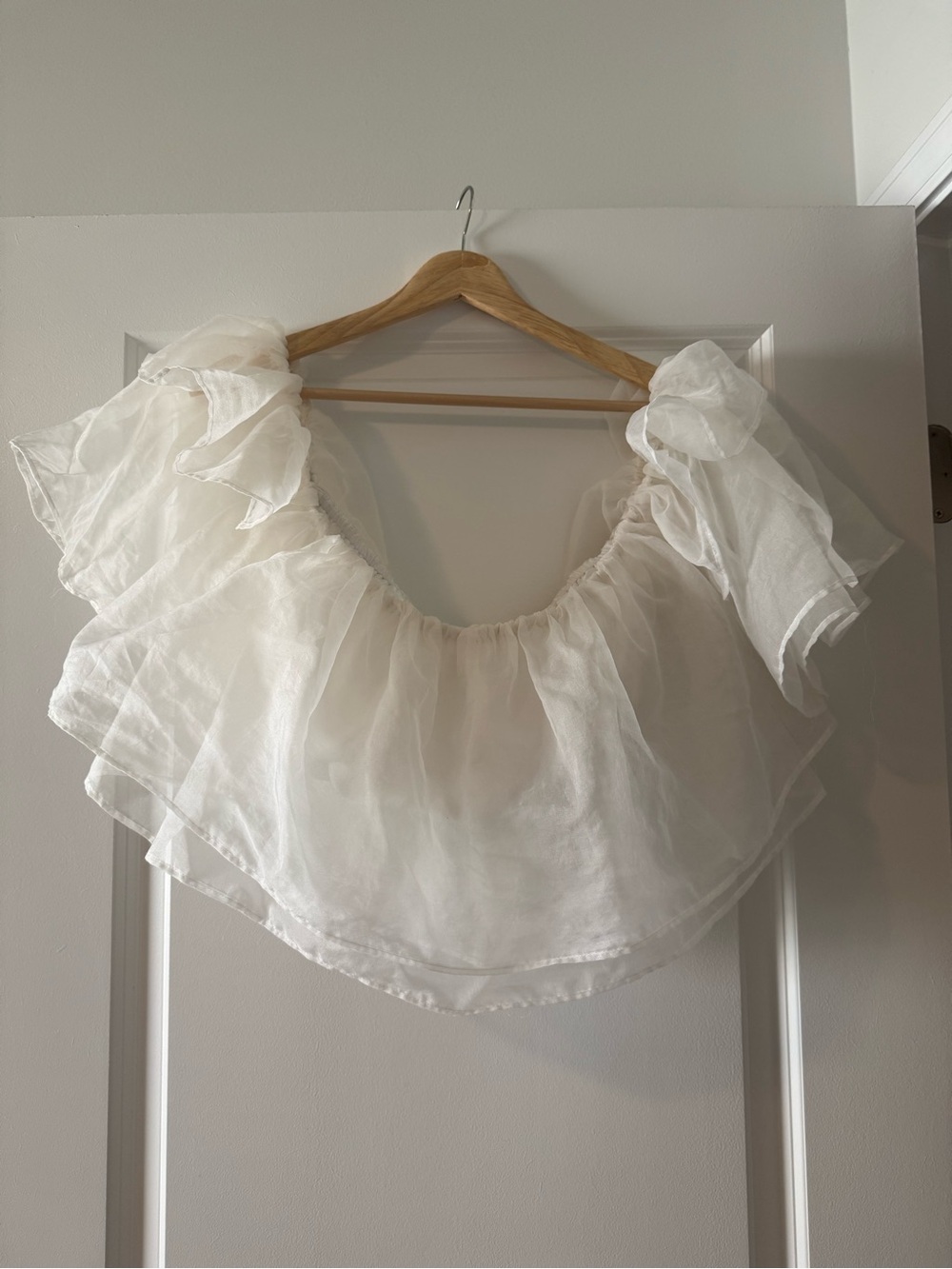 Show Me Your Mumu Rossella Ruffle Top White Organza